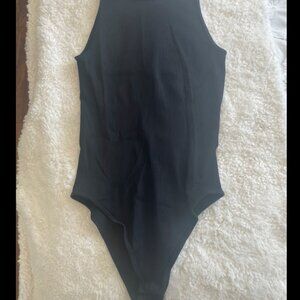 Amazon Black Ribbed Bodysuit Size Medium